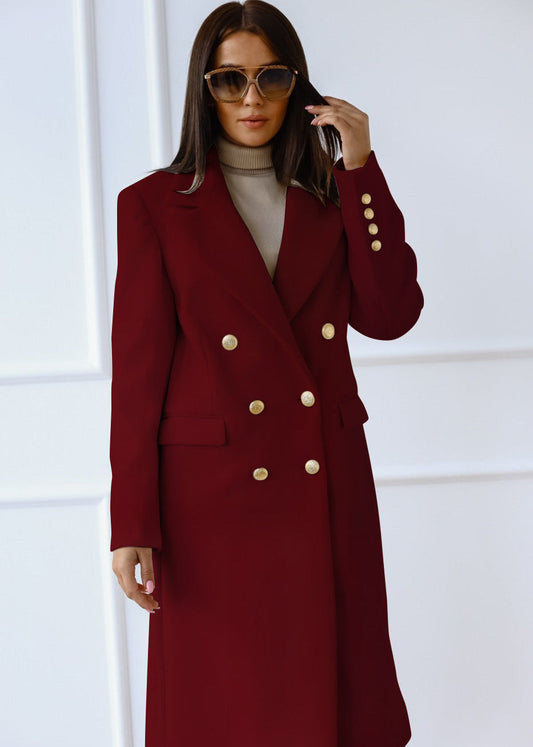 Veste Longue en Tweed avec Boucle Métal